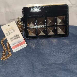 Michael Kors Black and Gold Studded Card Holder